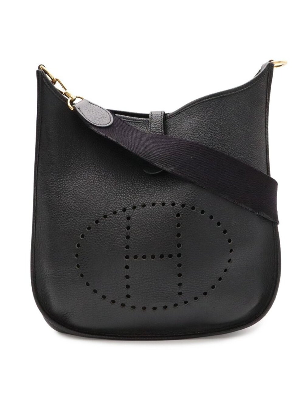 Hermes Evelyne I 1 GM Shoulder Bag Togo Leather Black Gold